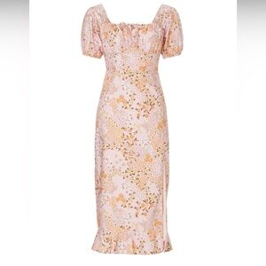 Skate‎ & Willow Pink and Gold Sheath Dress with Puff Sleeves, Size M. NWOT